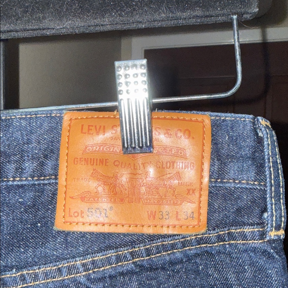 Levi's 501 Dark Blue Selvedge Jeans Cotton Hemp Men’s Size 33 x 34 - Picture 4 of 9
